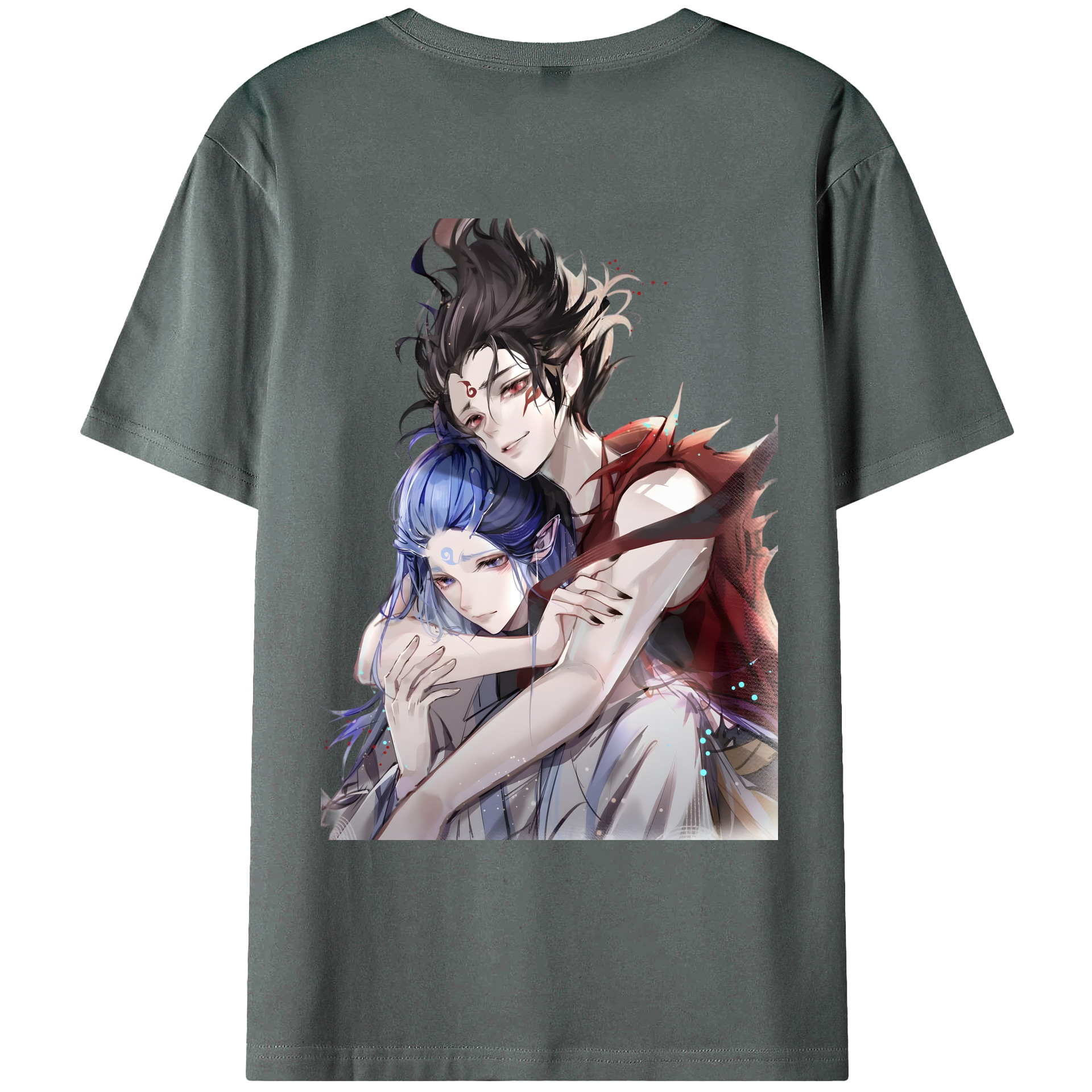 （画像用） Ne Zha 2 ナタ 魔童の大暴れ 綿100％ メンズ半袖Tシャツ（バックプリント） 通気性